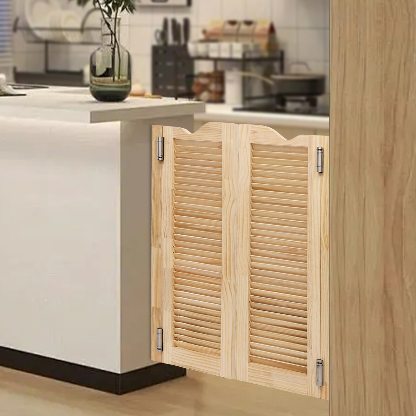 Wood Color Swinging Door Double Half Door Double-hinged Caf?? Door With Hinges