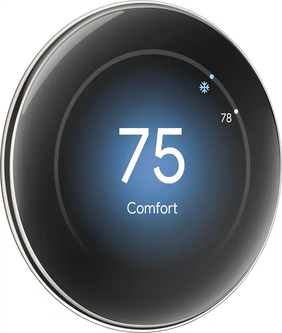 Google Nest Learning Thermostat 4th gen w/ Temperature Sensor - Polished Silver