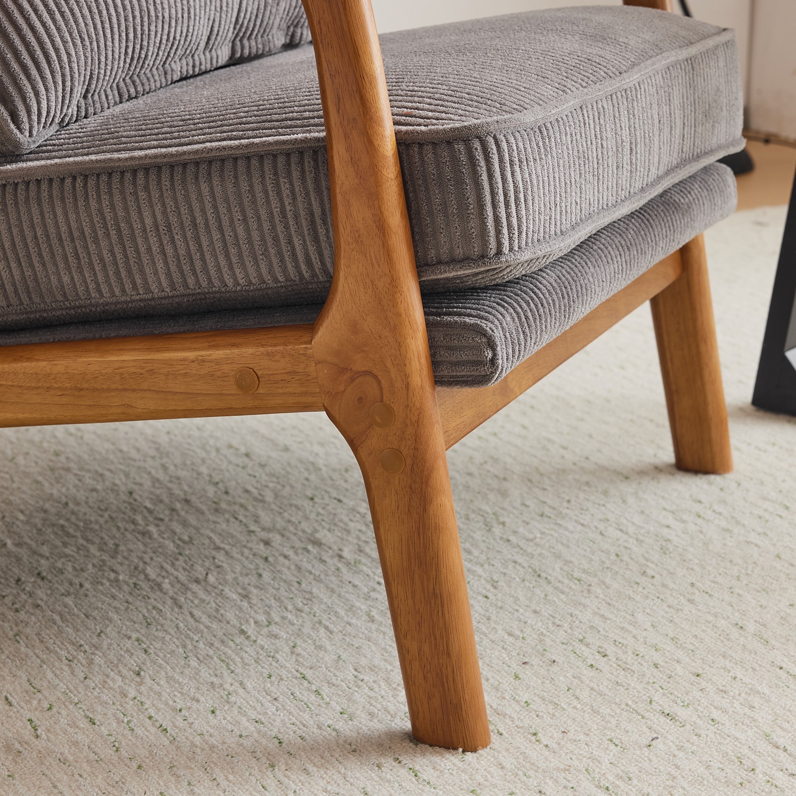 Light Gray Corduroy Upholstered Indoor Lounge Chair (330LBS Weight Capacity)