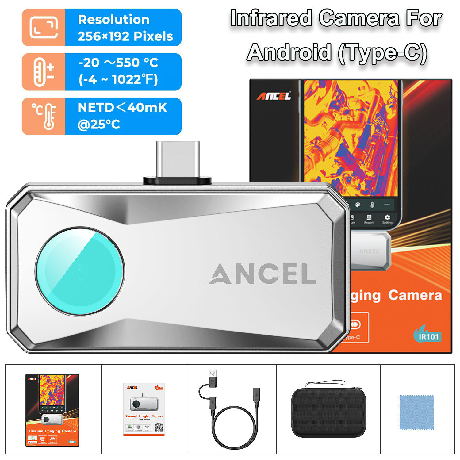 Thermal Camera for Android (Type-C) Smartphones 256x192 IR Resolution for Home