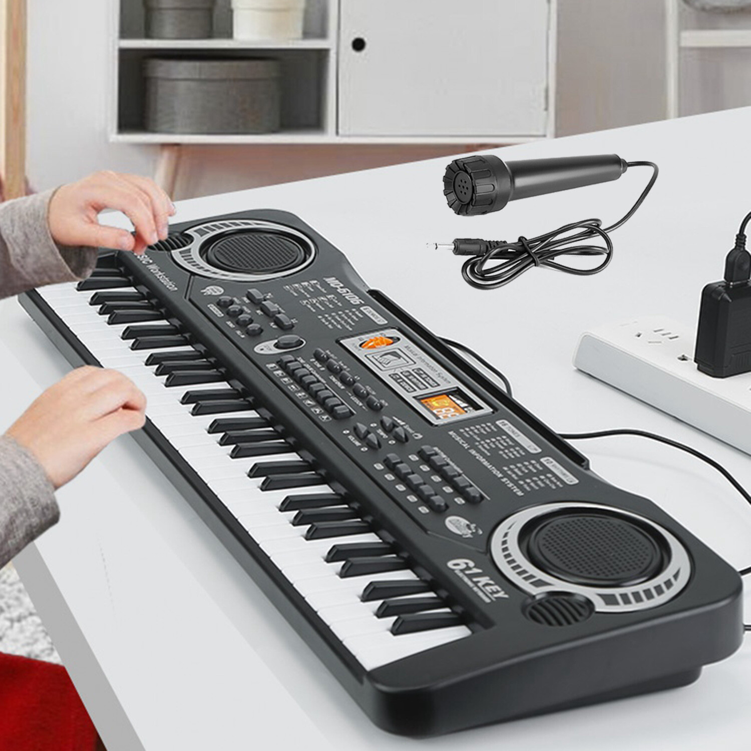 61 Key Electric Piano w/Mic Digital Music Electronic Keyboard Kid Christmas Gift