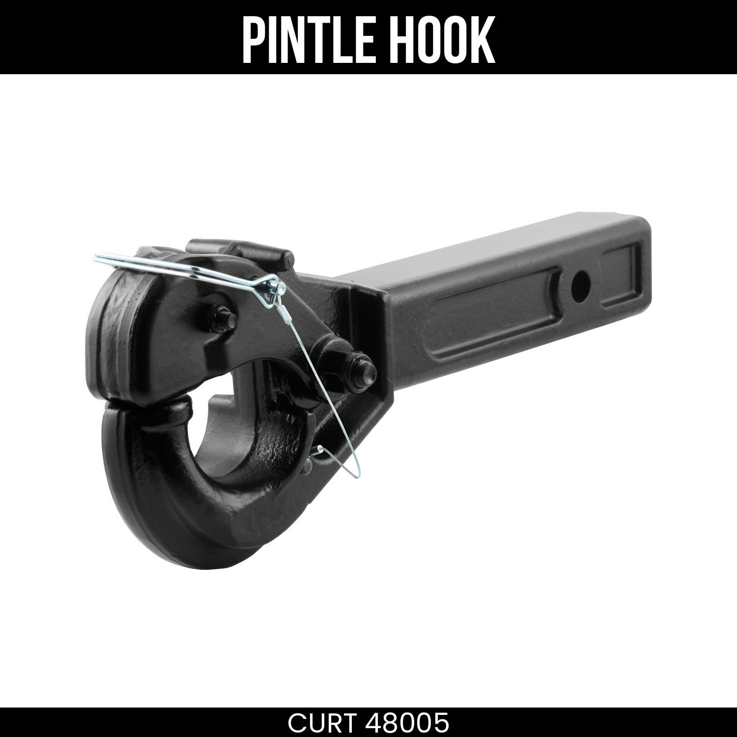 CURT Pintle Hook Hitch 10K lbs Fits 2 Receiver 2.5 Lunette Ring Heavy Duty 48005
