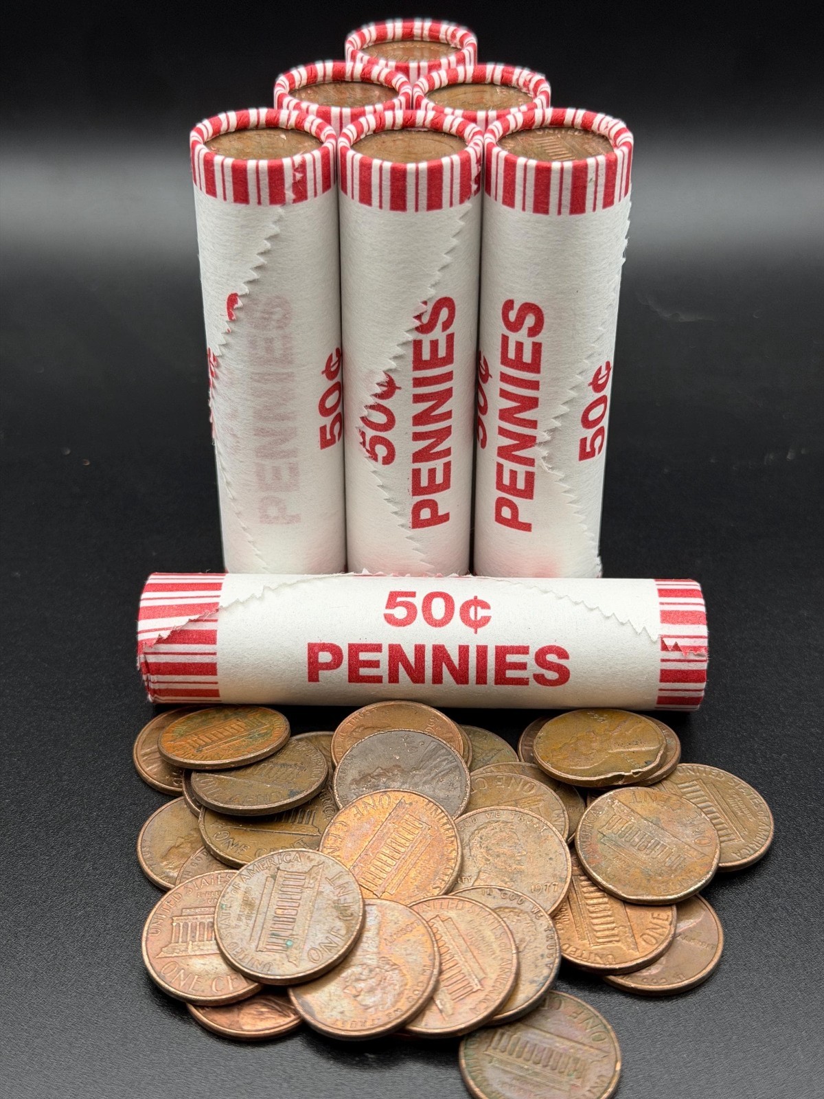 3 rolls of Copper Lincoln Cents