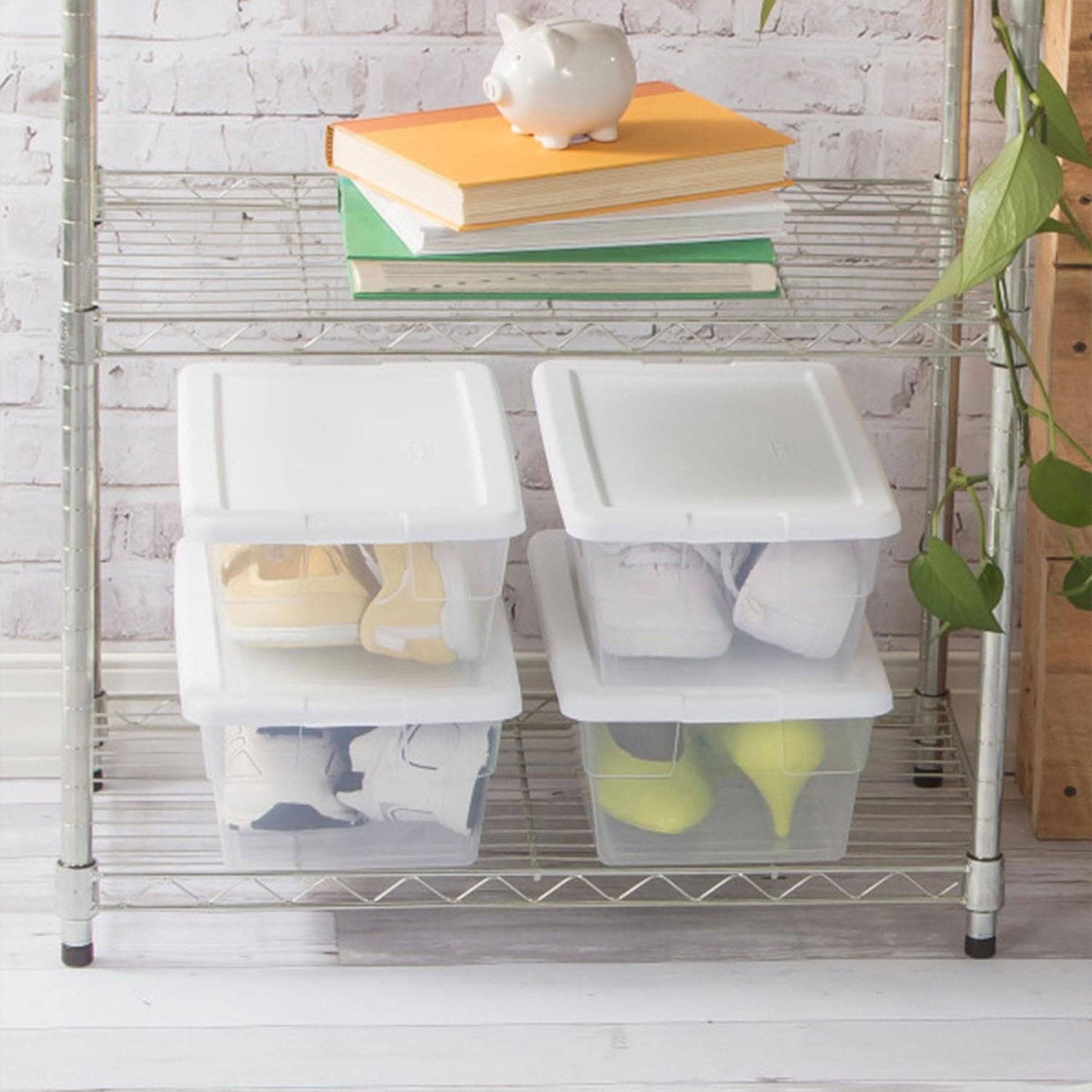 Sterilite 6 Qt Storage Box, Stackable Plastic Container, Home Organizer, 48 Pack