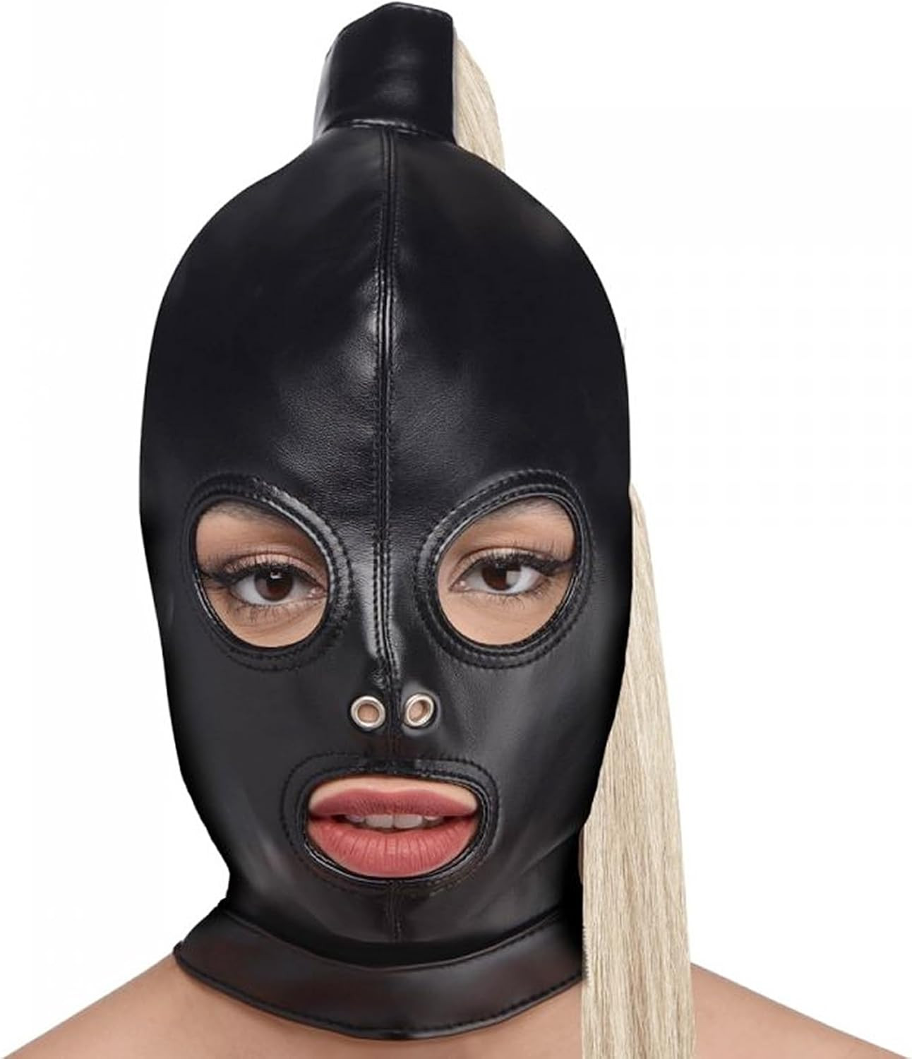3 Hole Black Leather Full Face Mask Women Men Balaclava Face Mask for Motorcycle