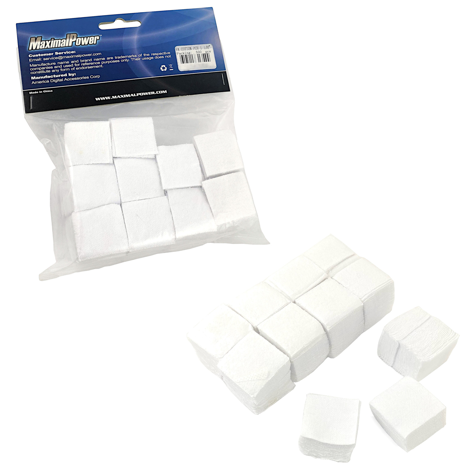 Refuelergy 500 COTTON 1-1/8" Gun Cleaning Patches .22 LR .223 to .270 Pistol