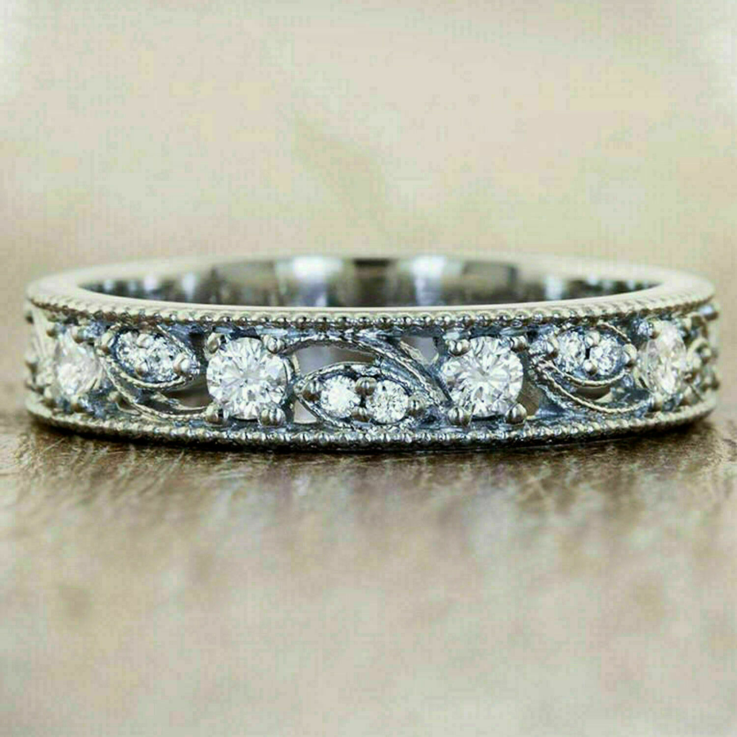 1Ct Round Lab-Created Diamond Full Eternity Wedding Ring 14k White Gold Plated