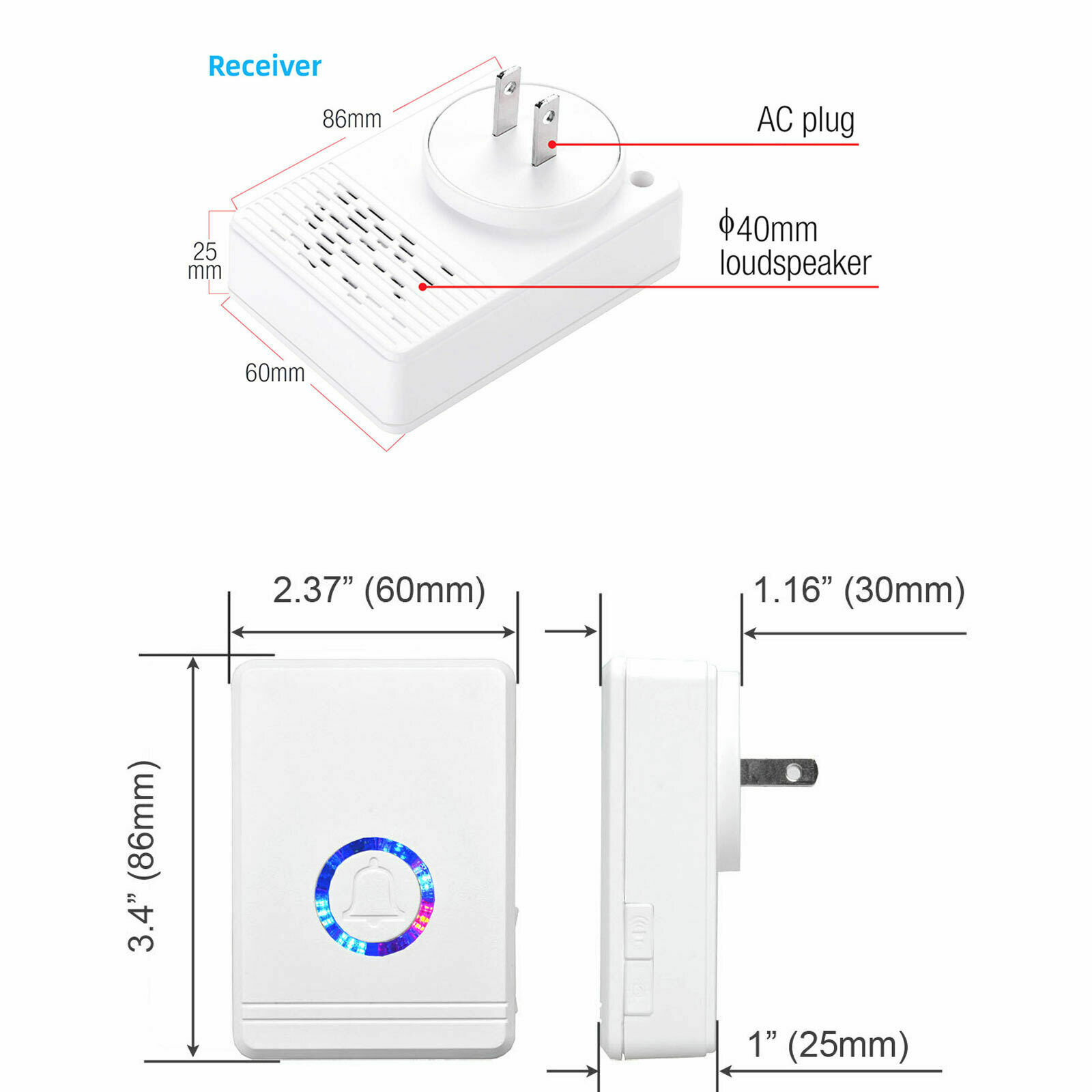 Wireless Door Open Chime Magnetic Entry Alert 48 Tune LED Flash Security for Dog