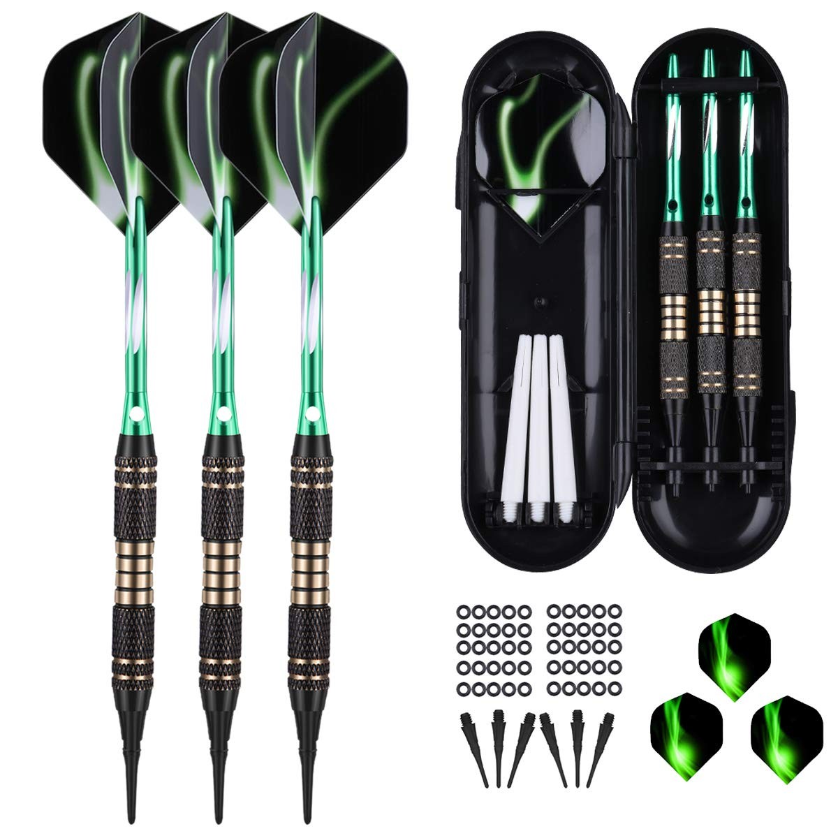 Soft tip Darts Set 18/20 Grams - Professional Darts Plastic Tip with Brass Barre