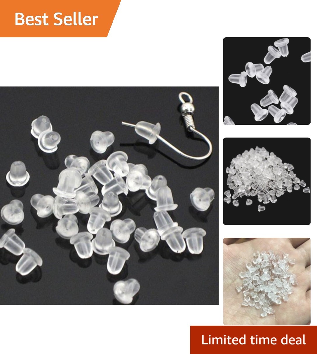 500 Pieces Safety Clear Earring Backs - Comfortable & Reliable Rubber Clutches