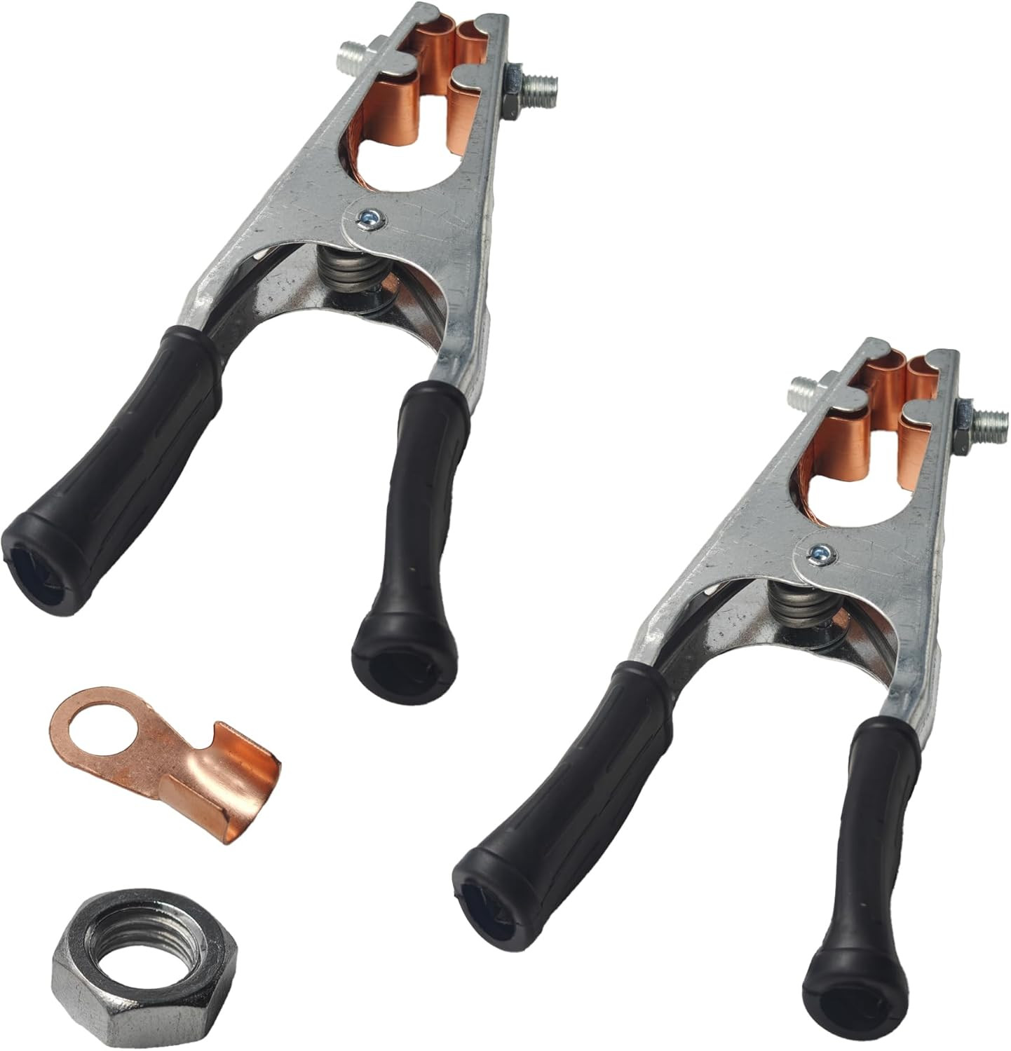2PCS 500A Welding Ground Clamp, Heavy Duty Copper Earth Clip for Manual Arc Weld