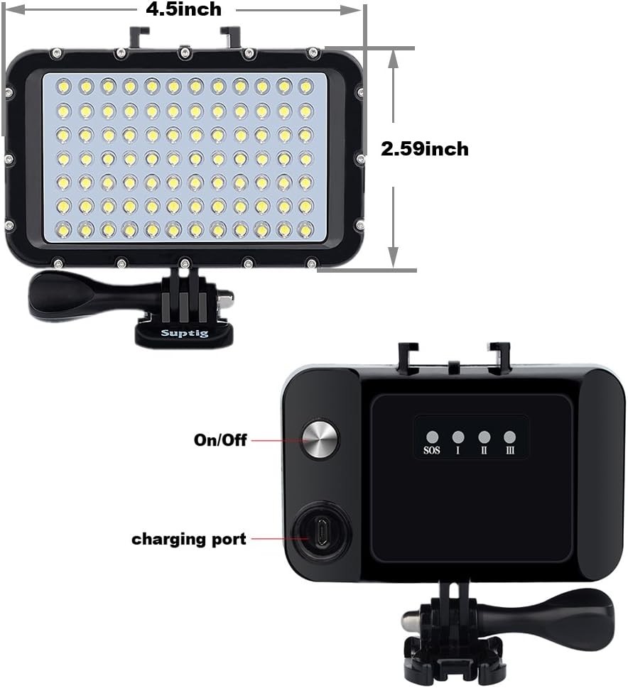 Suptig Underwater Lights Dive Light 84 LED High Power Dimmable Waterproof LED...