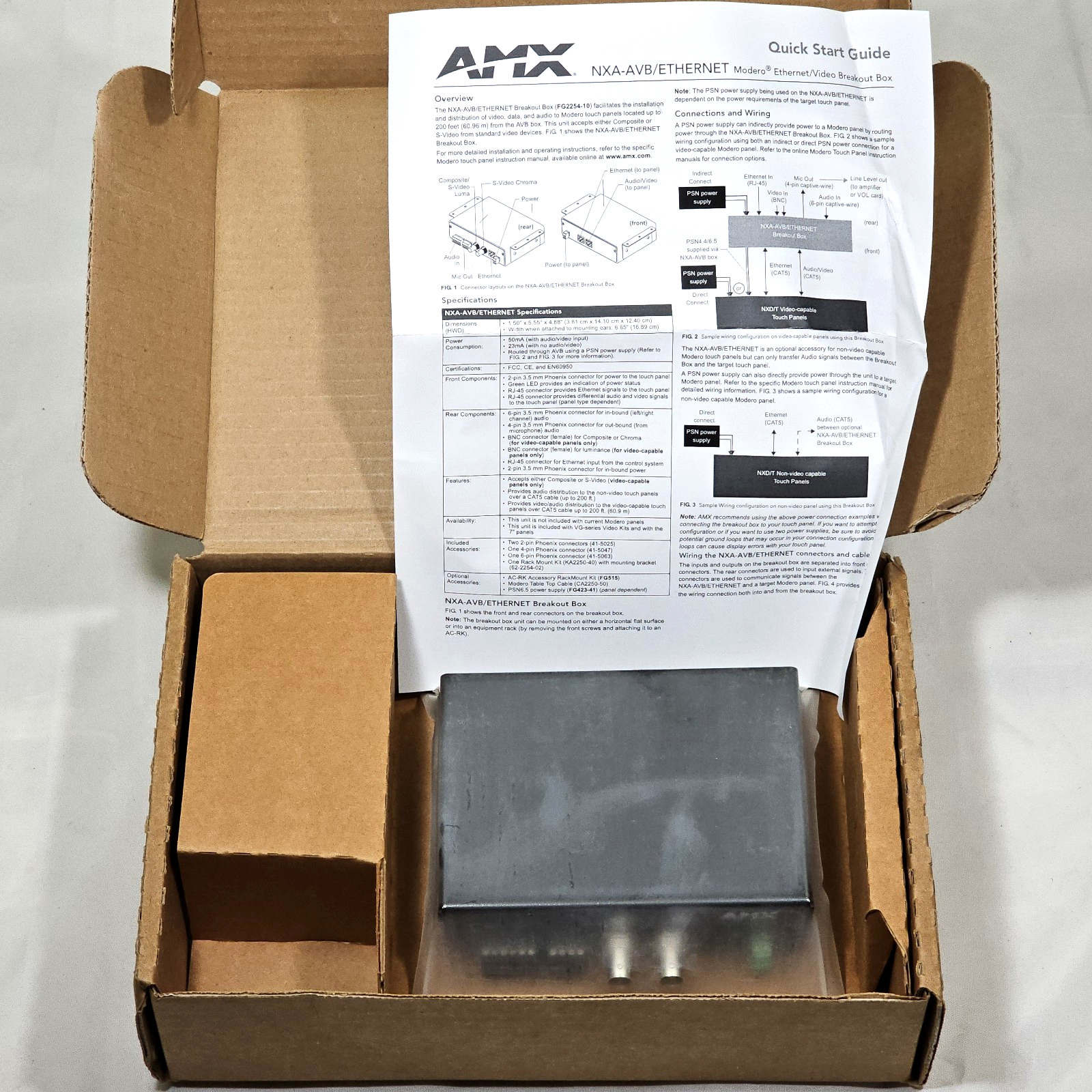 AMX NXA-AVB/ETHERNET Audio Video Signal Converter Breakout Box | FG2254-10 | New