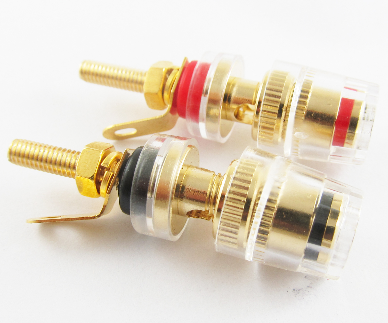 2pcs Copper Gold Audio Speaker 4mm Banana Jack Long Thread Small Binding Post