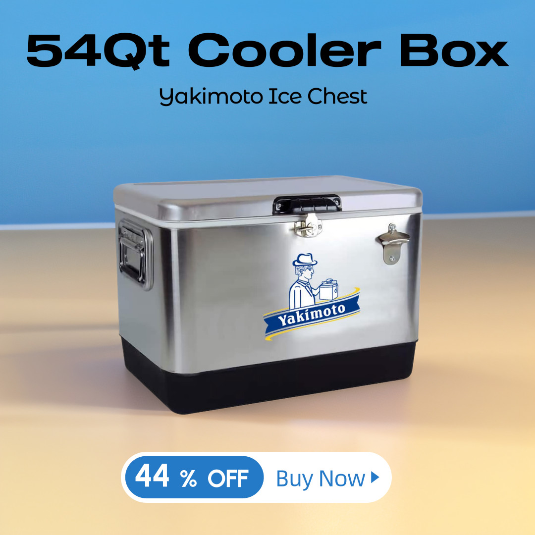 Yakimoto Ice Chest beer Cooler box with Bottle Opener,51 L(54Qt) Stainless Steel