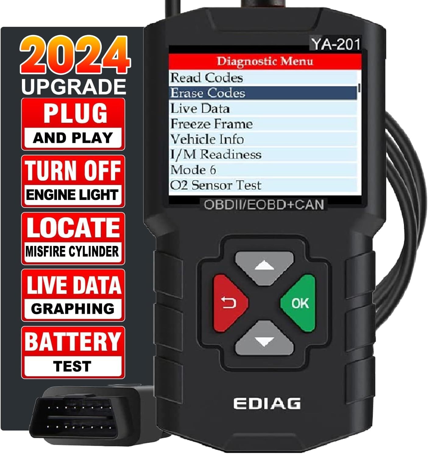 YA201 Auto OBD2 Scanner OBDII Code Reader Check Engine Fault Car Diagnostic Tool