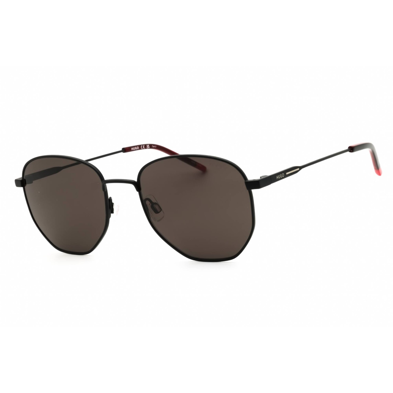 Hugo Men's Sunglasses Round Matte Black Metal Full Rim Frame HG 1178/S 0003 IR