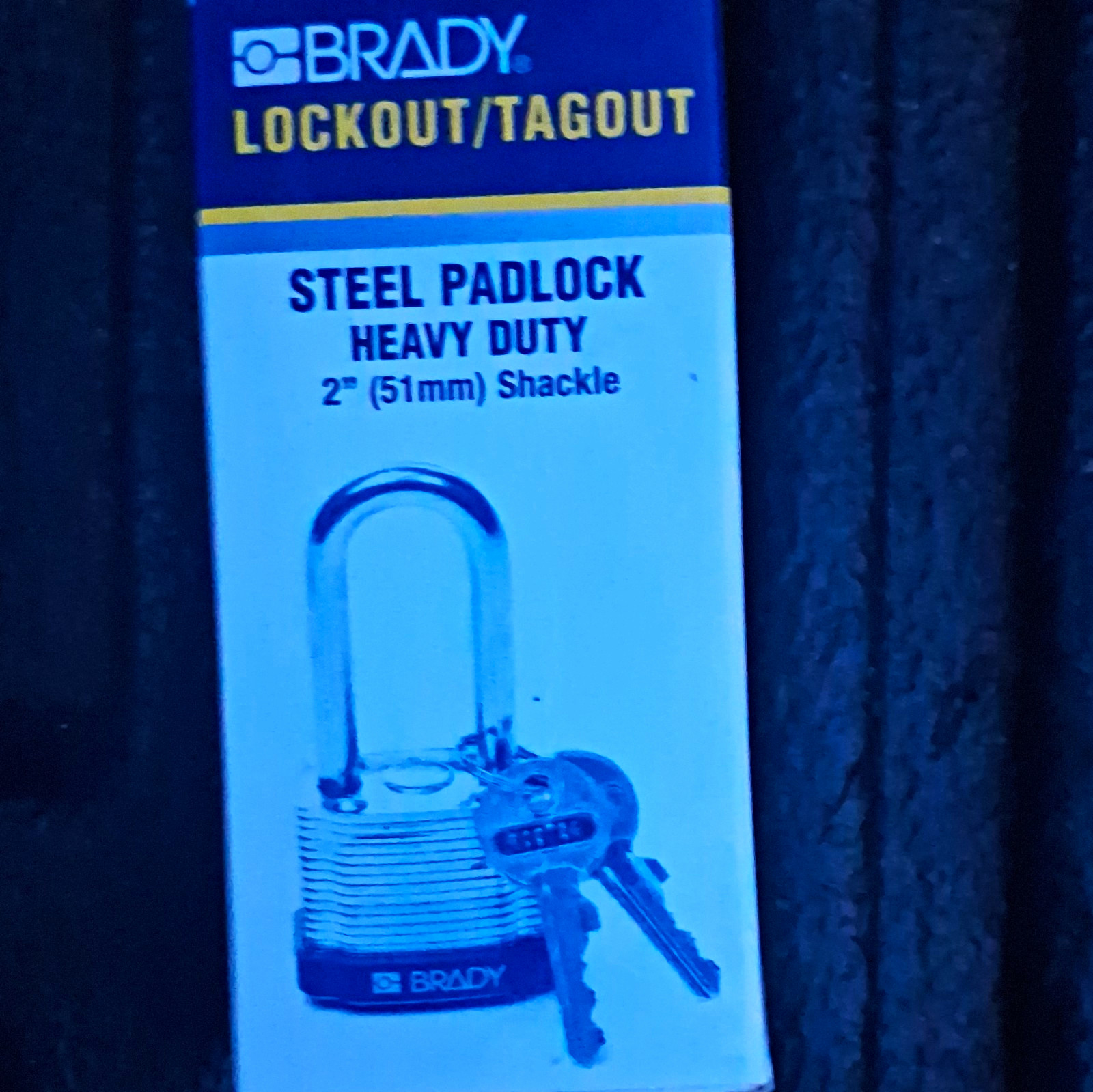 Brady Heavy Duty Steel Lockout/Tagout Padlock, 2 in Shackle, Silver, Keys