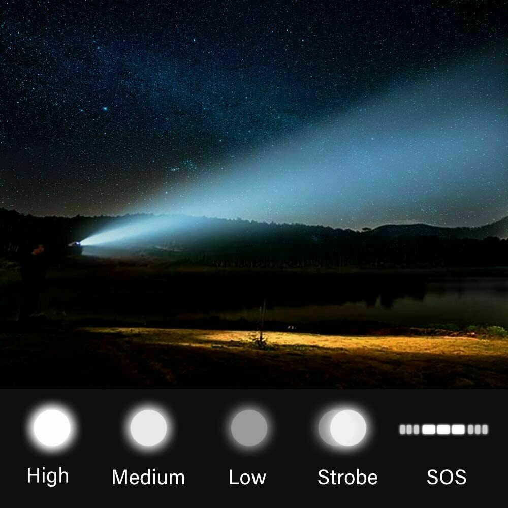 Most Powerful 99000000LM LED Flashlight Zoom USB Rechargeable Super Bright Torch