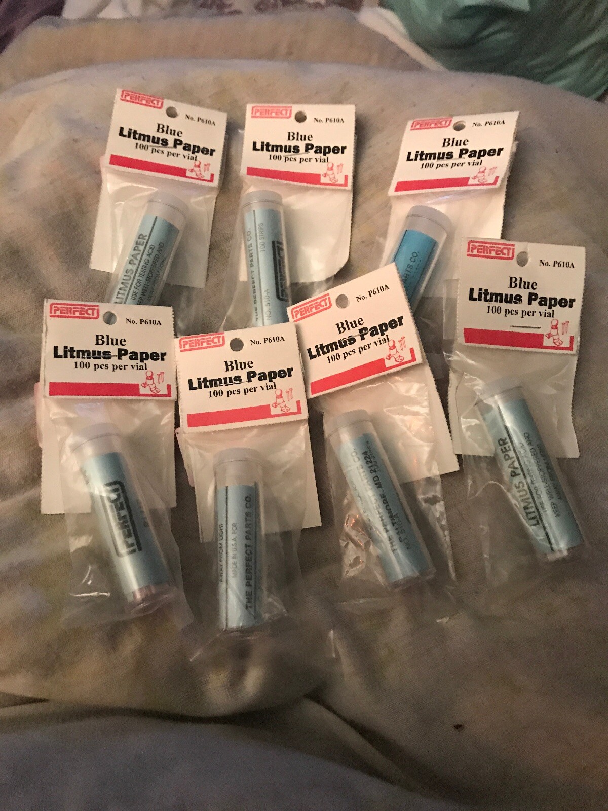 Lot Of 7 Perfect P610A Blue Litmus Paper 100 pc. Vile