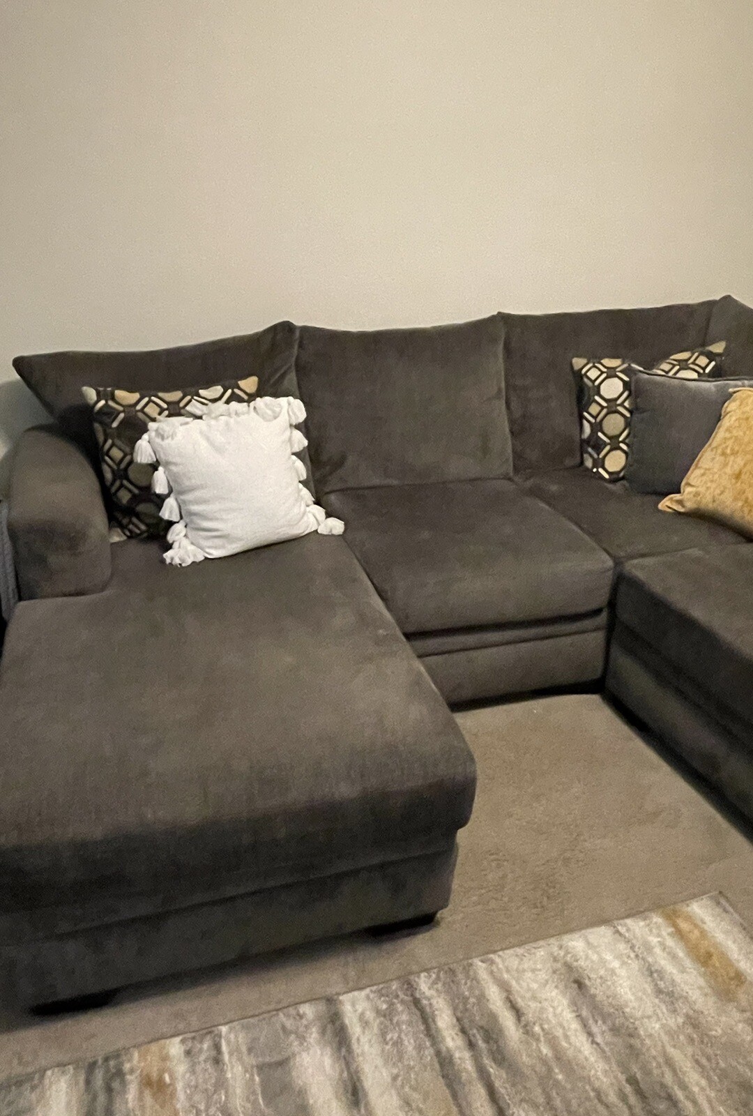 2-piece sectional couch with throw pillows! 