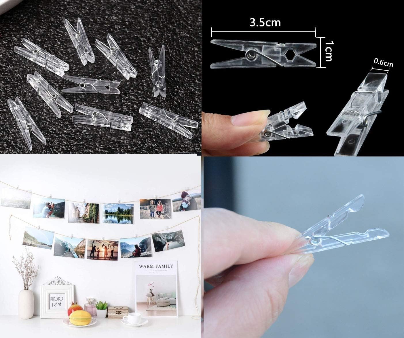 100 Pcs Mini Plastic Pins, 1.37 Inch Clear Utility Paper Clips,