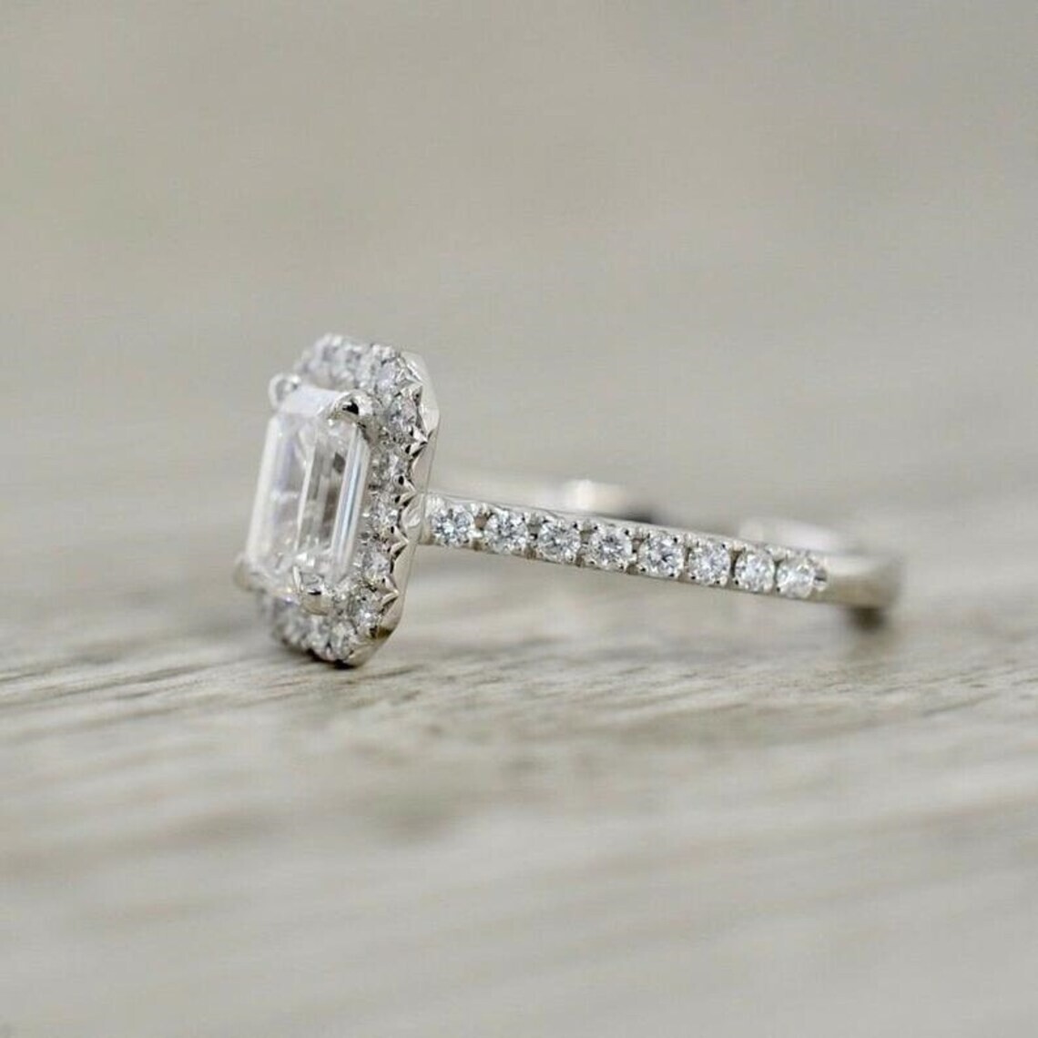 3.60 Ct Emerald Cut Lab-Created White Diamond Wedding Ring 925 Sterling Silver