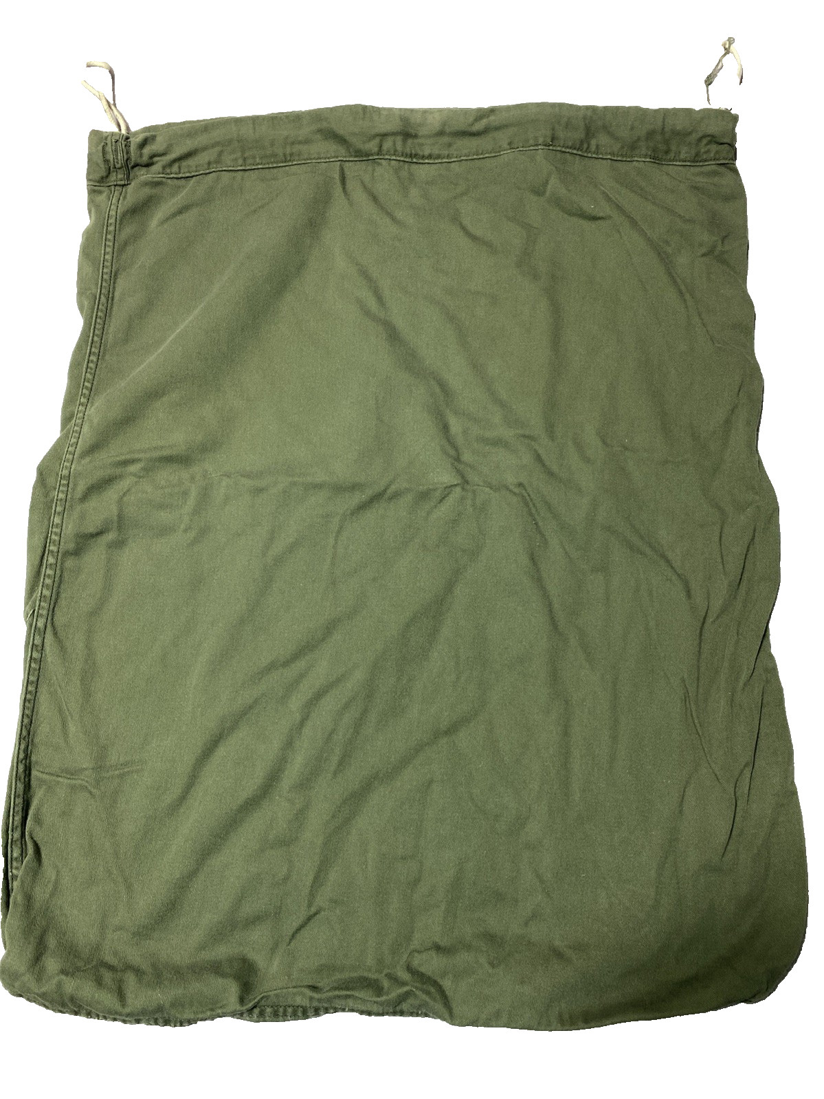 US Army Military Cotton Laundry Bag Sack Draw String Cinch Green USA VINTAGE