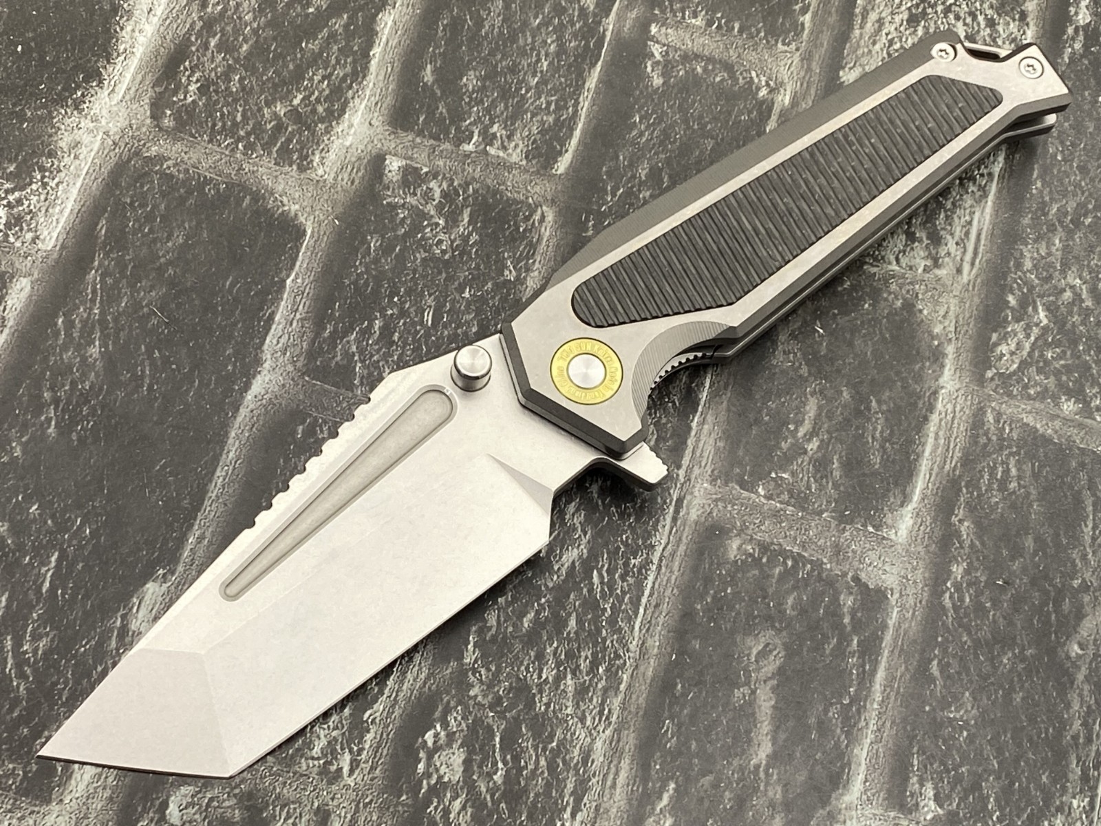 Twosun TS606-K110-CF Folding Knife K110 Blade Titanium/CF Handle Pocket Knife