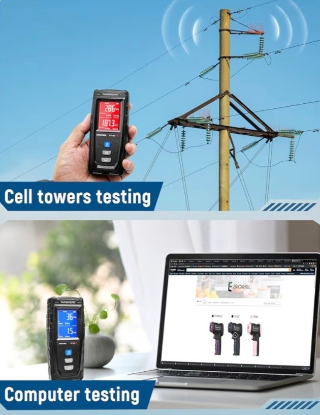 ERICKHILL, EMF Meter, Detects Electric and Magnetic Fields, Handheld Digital