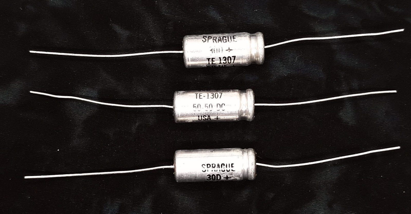 Sprague Axial Electrolytic Capacitor TE1307 30D 50uF 50v Audio Mini 9x24 3 Piece