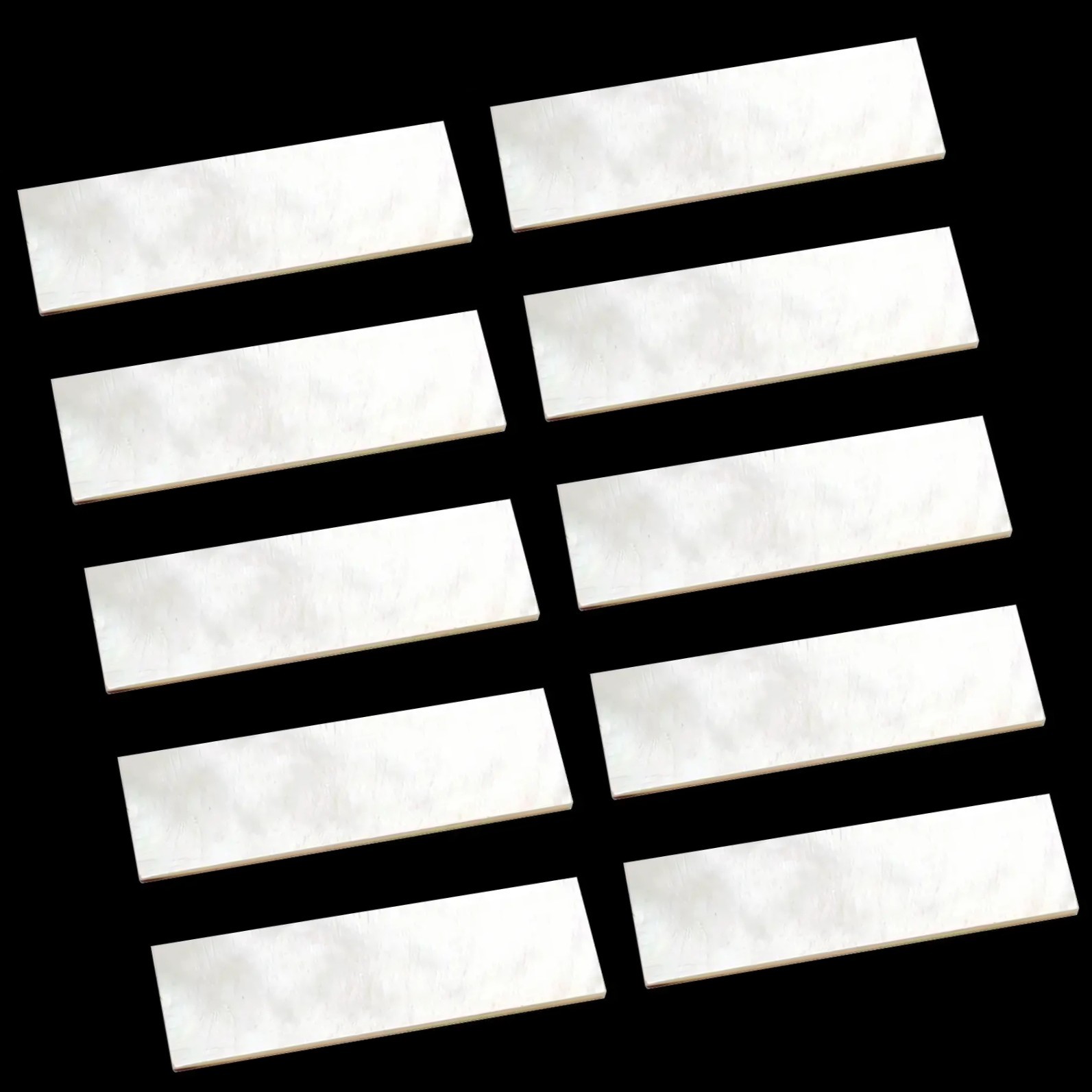10x Mother of Pearl Inlay 2"x5/8"x3/64" (52x15x1mm) Slice White