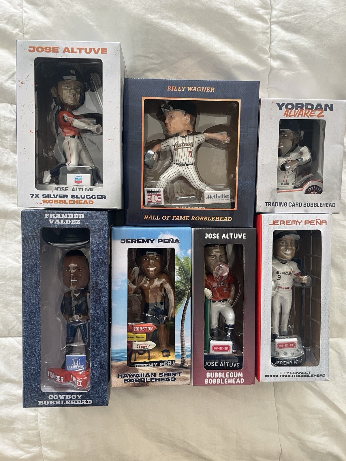 Houston Astros 2025 Bobbleheads Lot Of 7: Altuve Pena Wagner Alvarez Valdez
