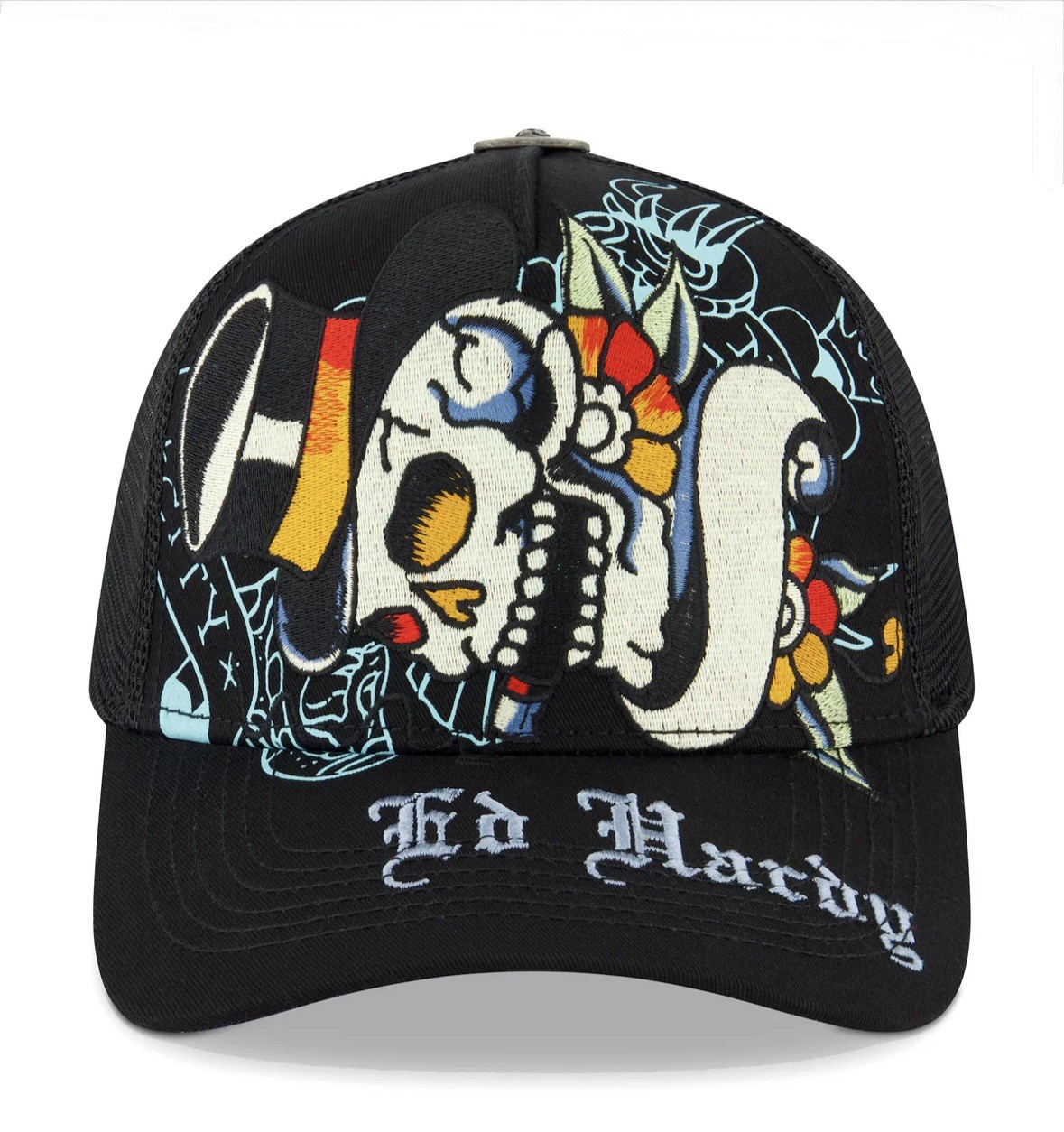 Ed Hardy Tiger Skull Embroidered Trucker Hat