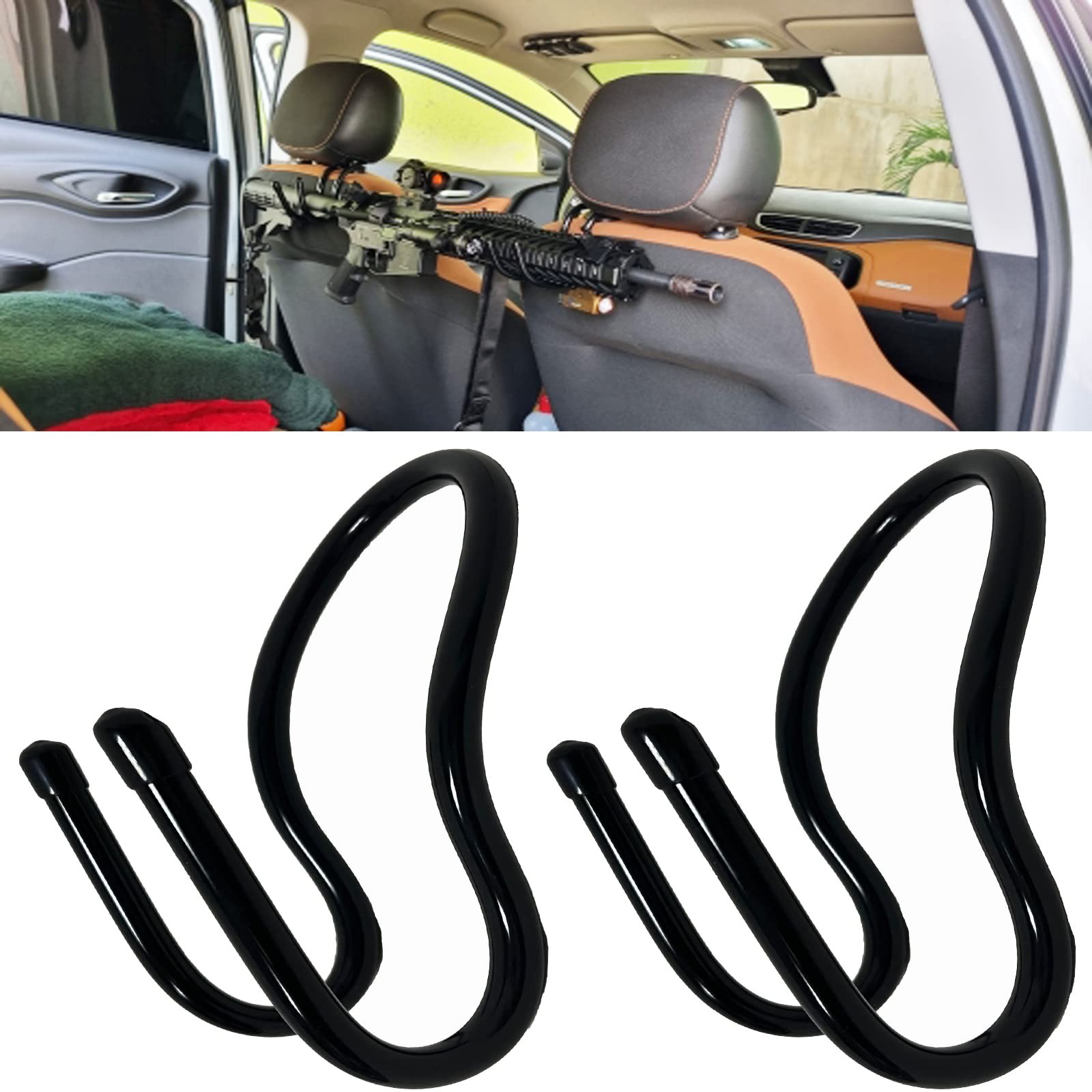 2 Pack Seat Back Gun Rack Bow Holder Sling black