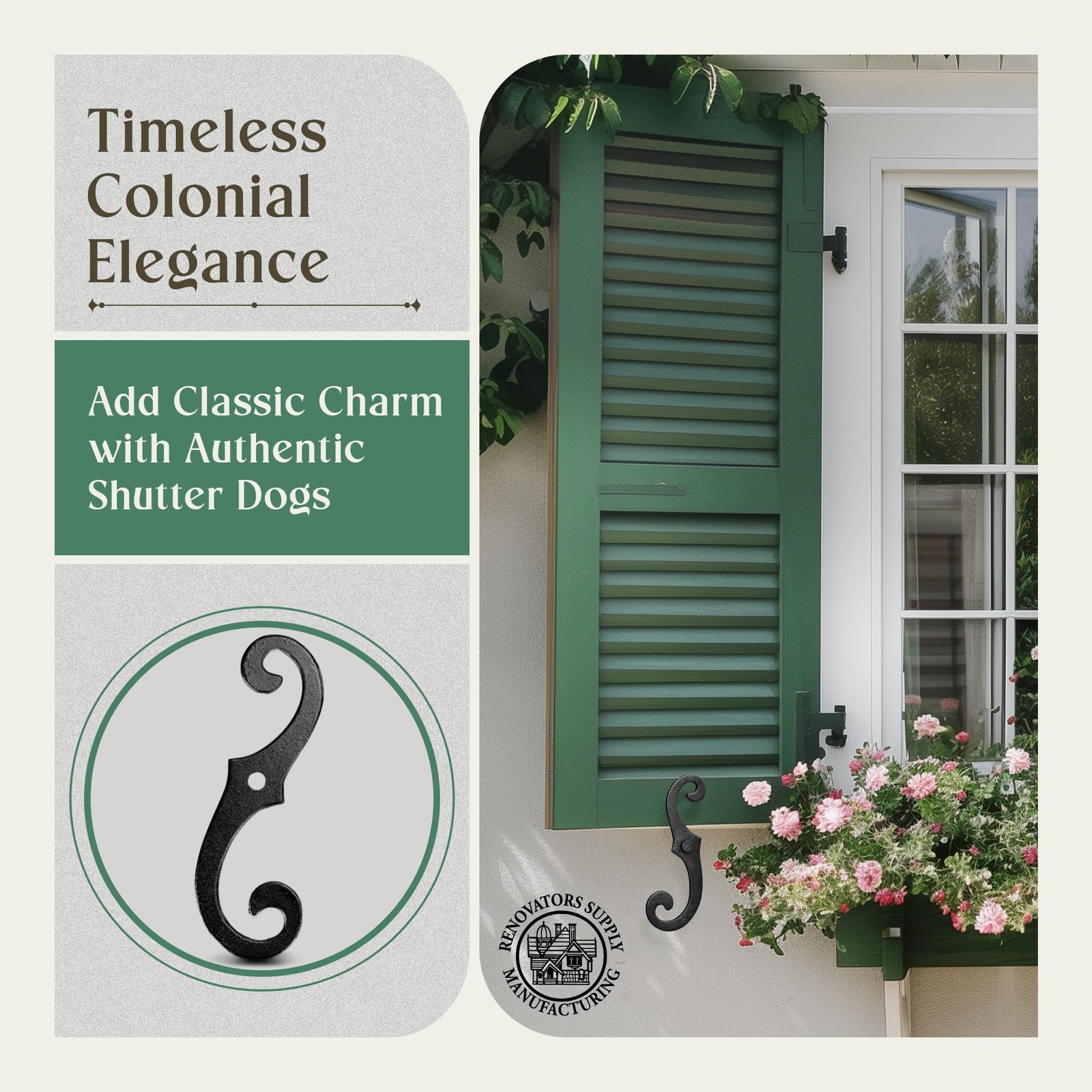 Renovators Supply Cast Iron Shutter Fasteners - Decorative S Style Shutter Do...