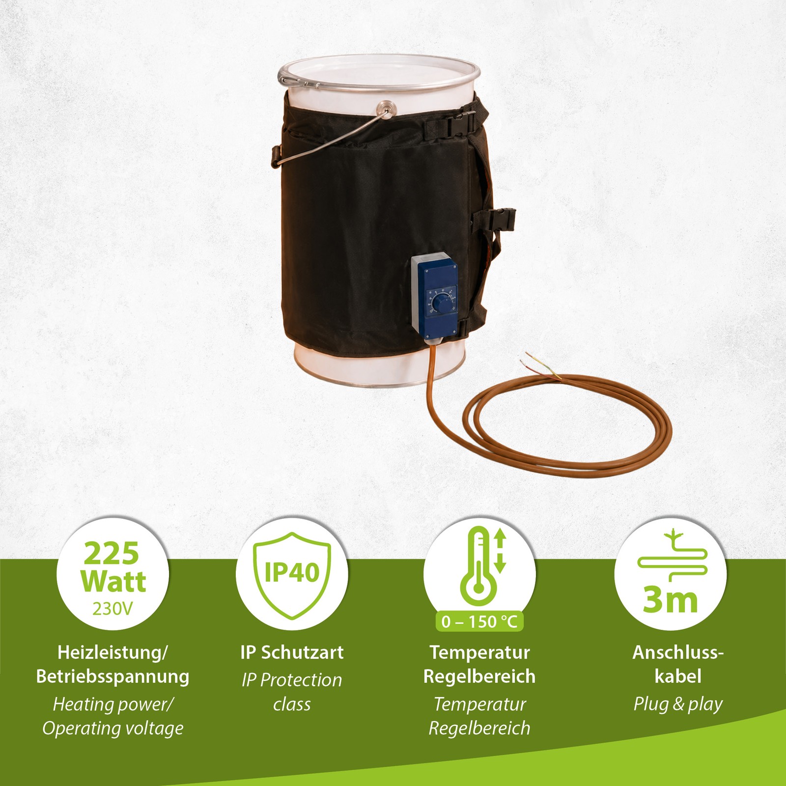 Warmset wrapper 0-150 °C heater container heating set