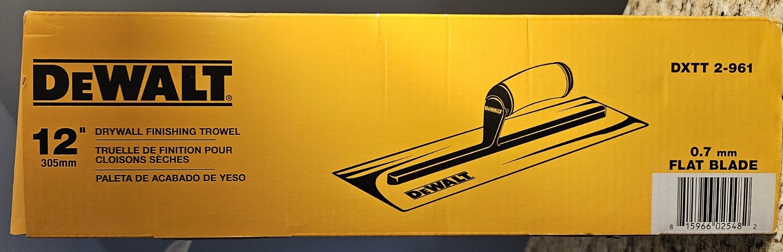 DEWALT 12" Drywall Finishing Trowel DXTT 2-961, Flat Blade 0.7mm, New In Box