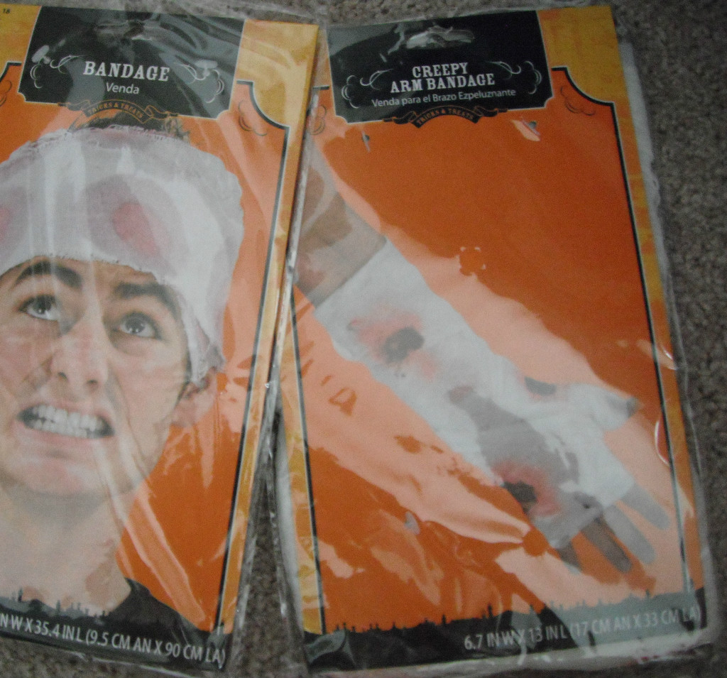 NEW halloween costume lot BANDAGES head arm MUMMY GROSS BLOODY wounds GAUZE WRAP