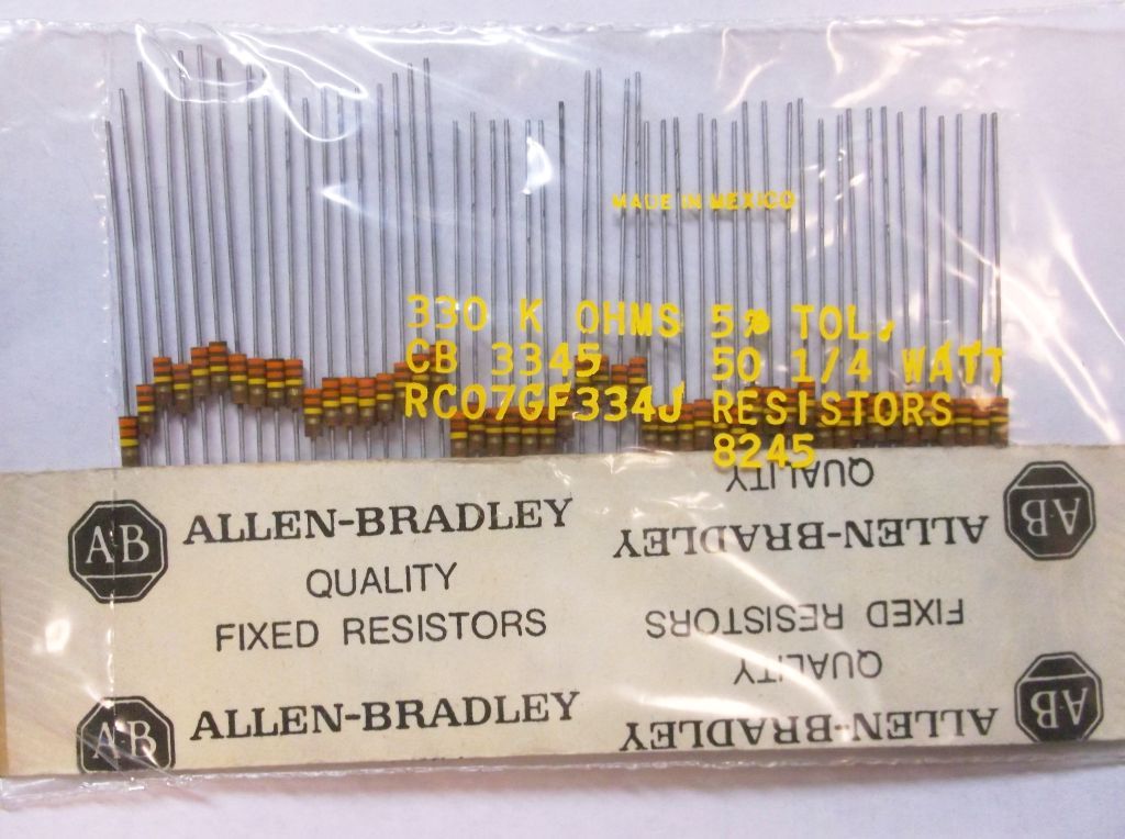 50 Allen Bradley Carbon Comp Resistors 330k 1/4W  5%