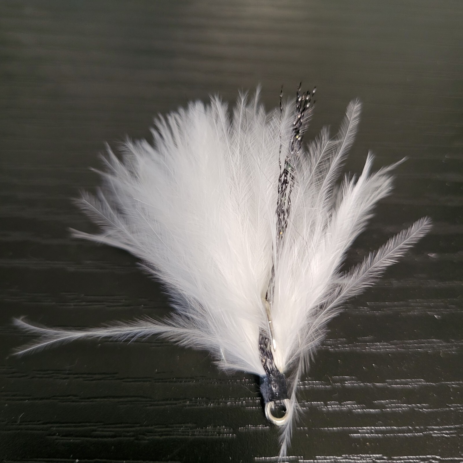 24 Dressed Treble Hooks with White & Black Feathers Hook size #8
