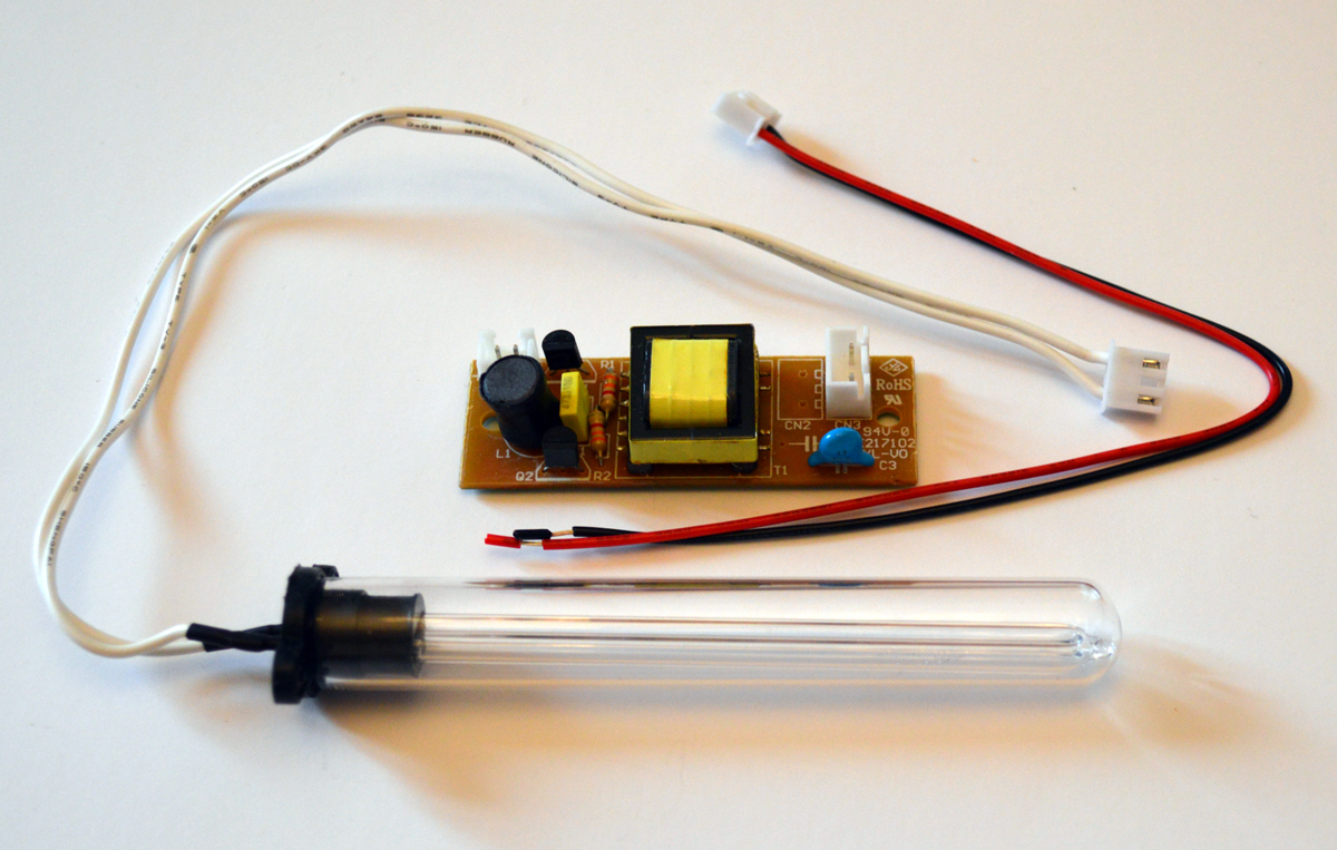 UVC 254nm U-100mm Lamp Bulb 12VDC Inverter w/Quartz Sleeve for Air & Water Use