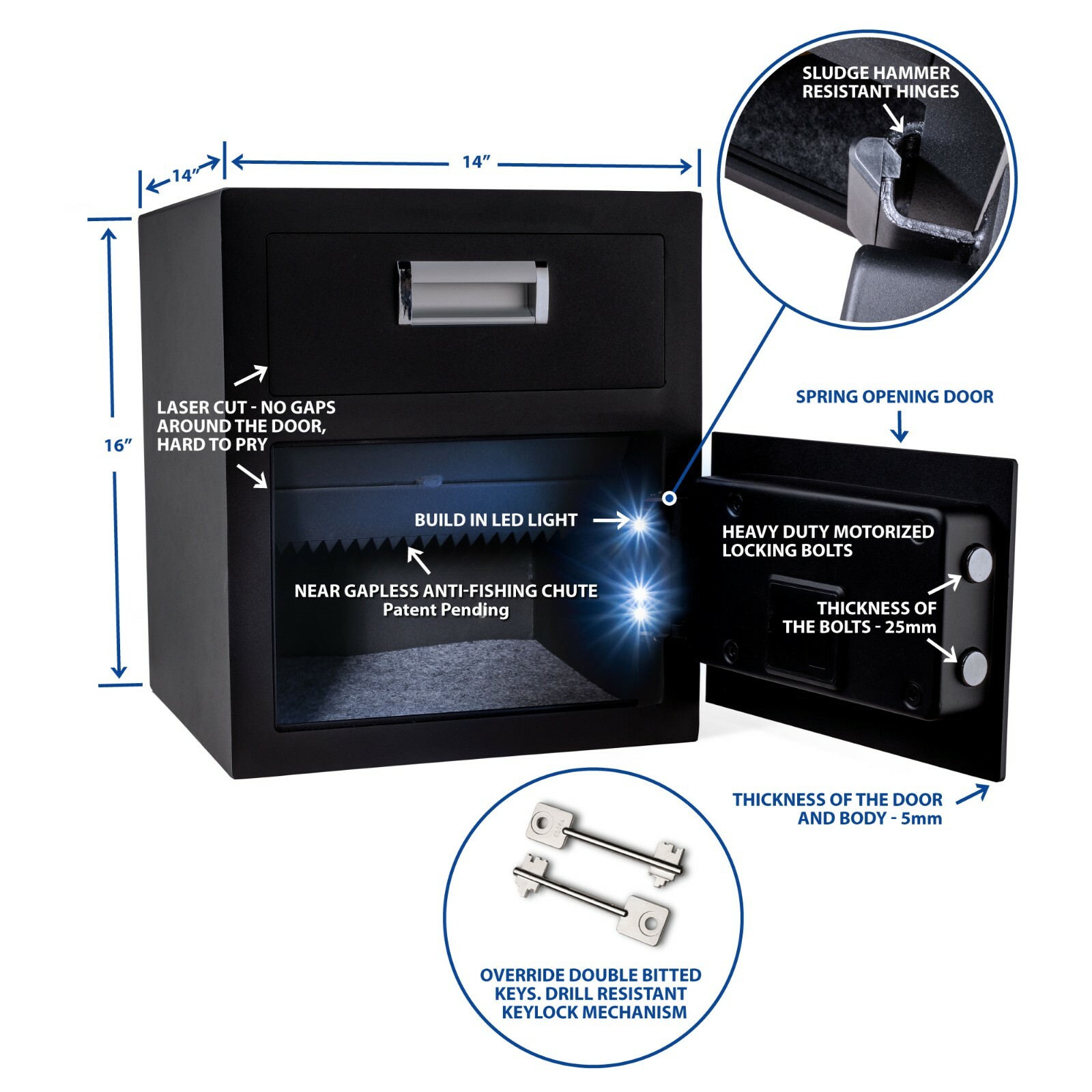 Viking Security Safe VS-40DS Large Depository Safe LCD Keypad Drop Box Safe