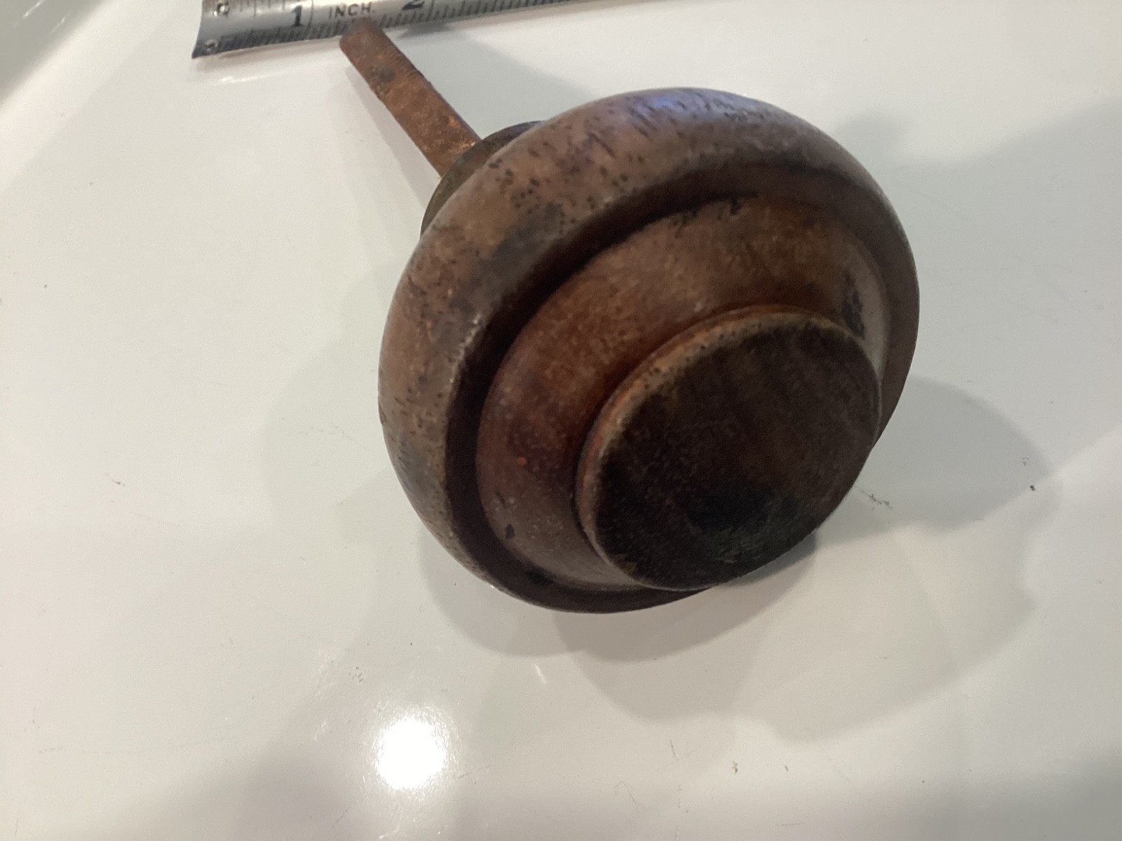 Rare Unique Collectible Antique Wood Door Knob With Spindle Salvage Restoration