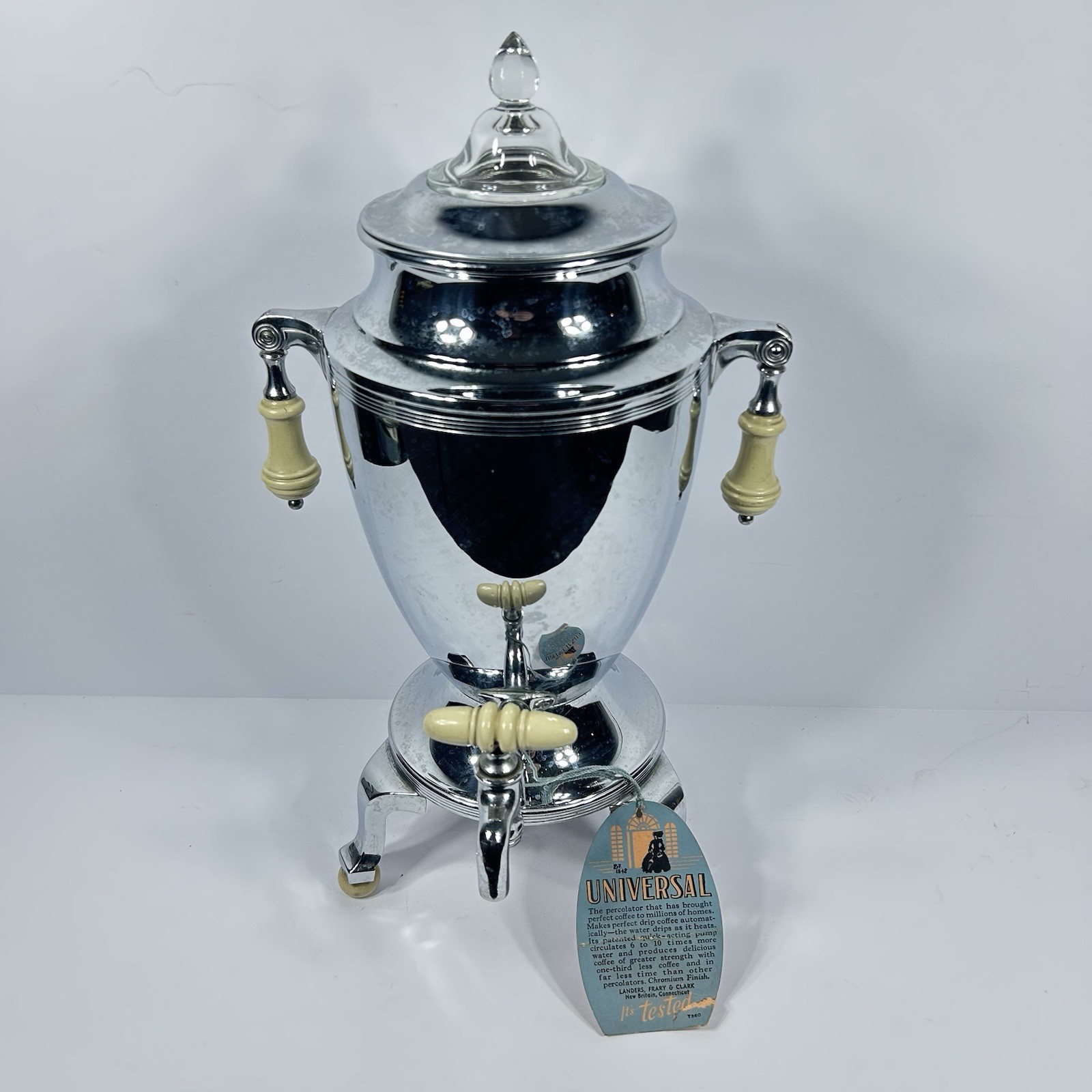 Coffee Percolator Universal T-360 Electric Original Hang Tag -Nice - NO CORD