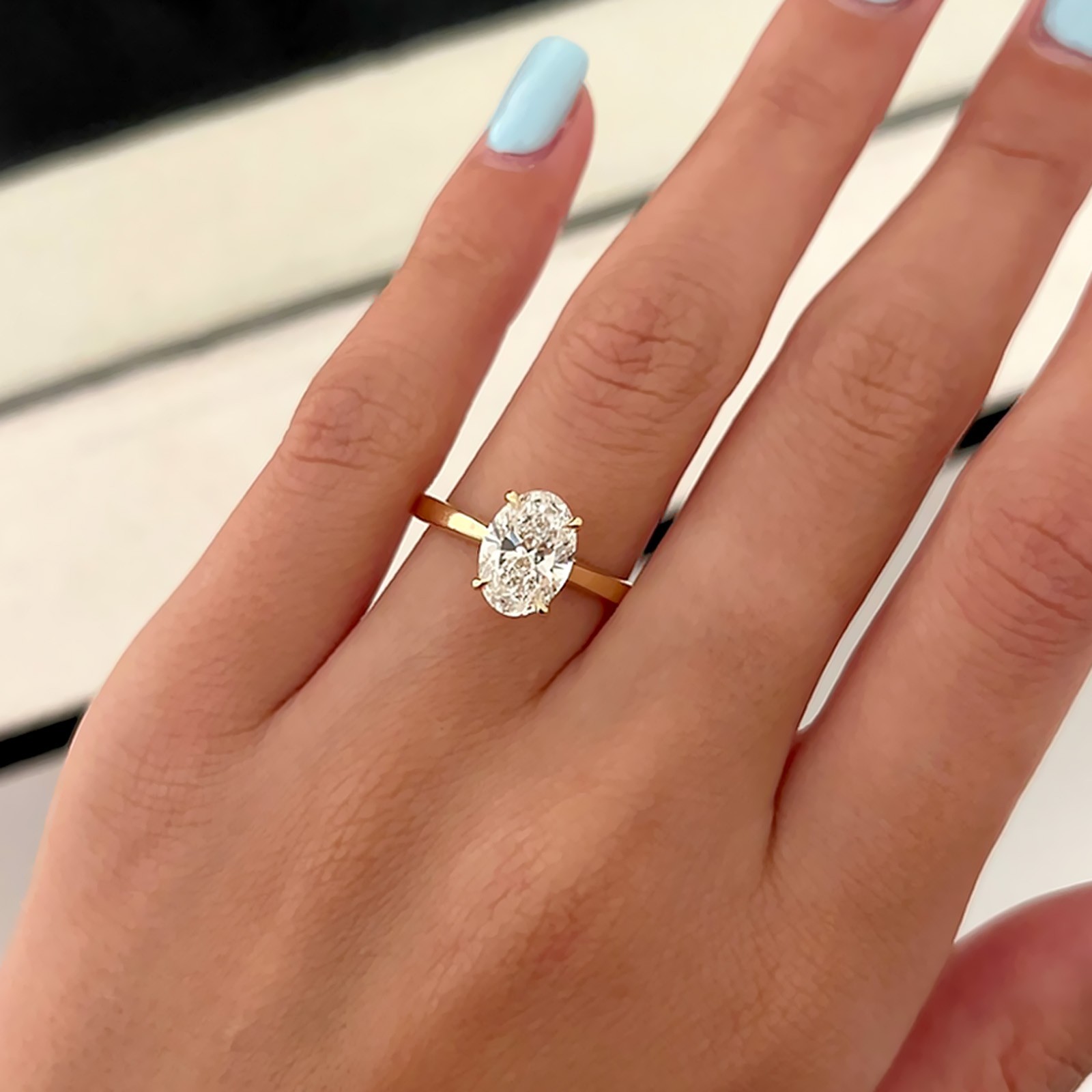 14K Yellow Gold Lab Grown Diamond Oval Cut IGI Certified Ring 1.65 Carat F VVS2