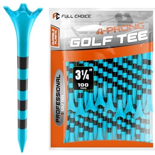 Full Choice100 Pack 3-1/4" Plastic Golf Tees, Enhanced Durability & Stability