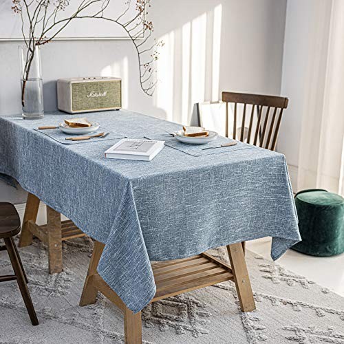 Waterproof Cotton Linen Tablecloths 70" x 54" (Rectangular) Dirty Blue
