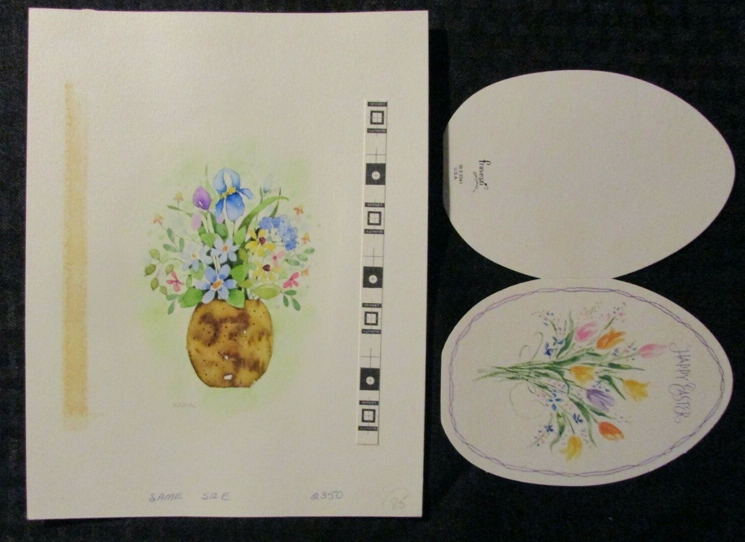 EASTER Pink Blue & Purple Flowers 7x9.5" Greeting Card Art #2350 w/ 7 Cards
