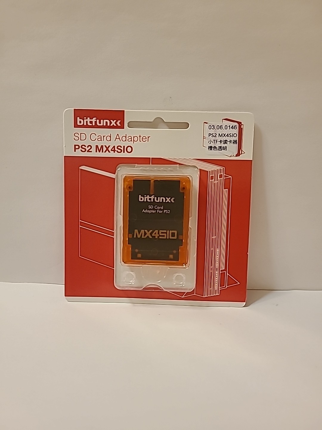 Bitfunx PS2 MX4SIO SD MicroSD Memory Card Adapter Clear Orange